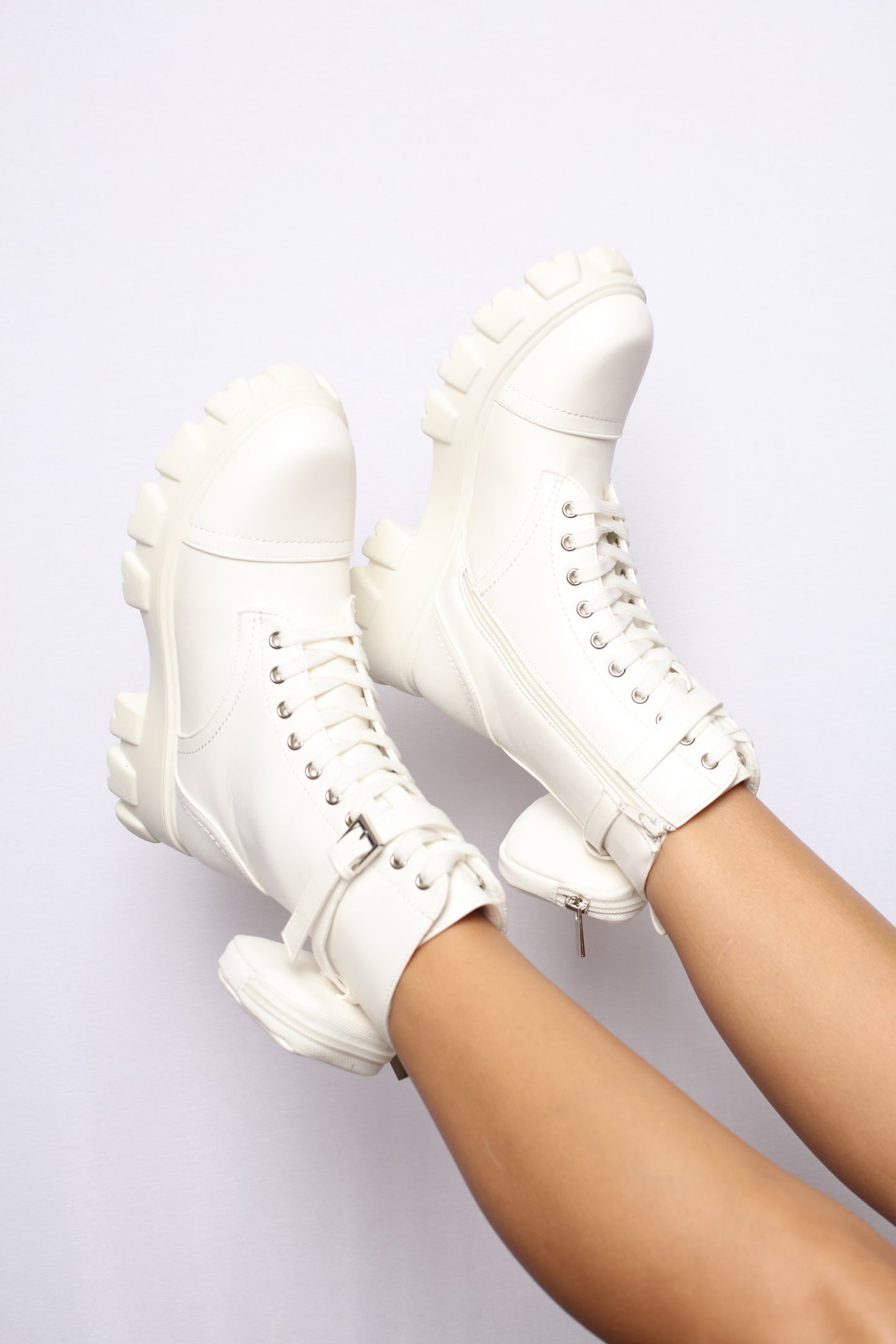 Pradon' Combat Boots White