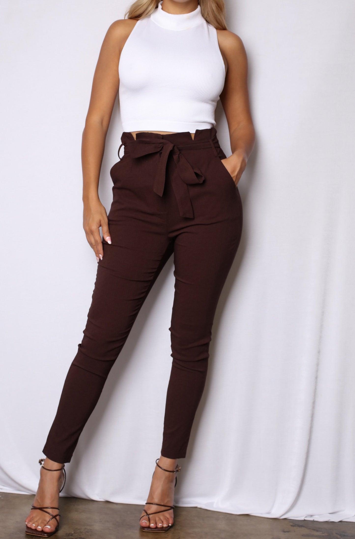 Chocolate Tie Front Trousers