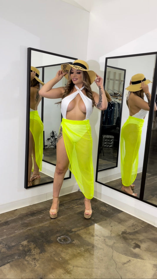 Neon Yellow Sheer Skirt